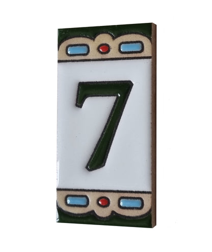Hand-painted Mini-Green Ceramic House Number Tiles 7.5 x 3.7 cm