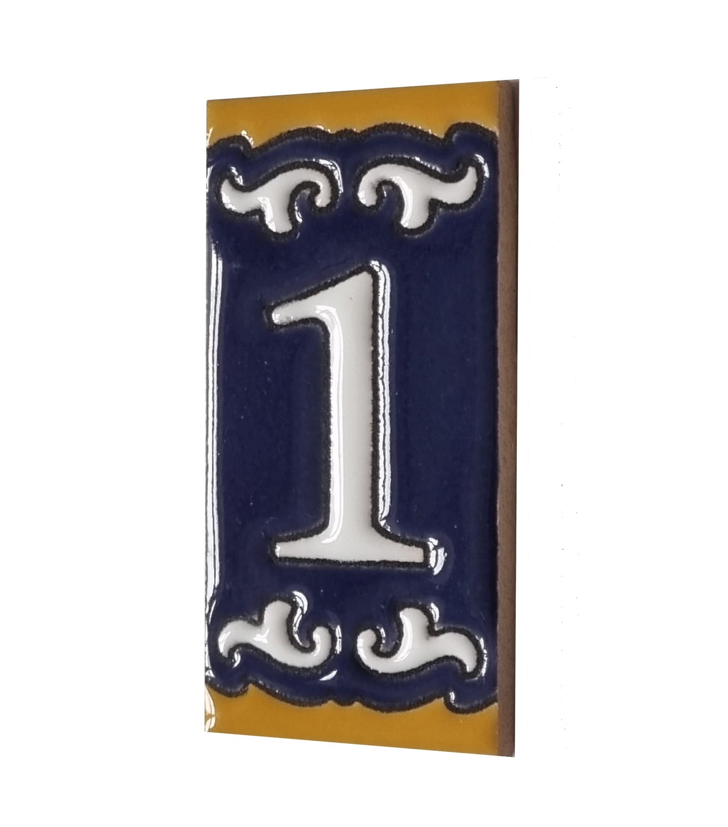 Hand-painted Mini Daniela Deep Blue Ceramic Numbers Tiles 7.5 x 3.7cm | M-01