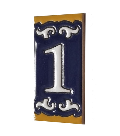 Hand-painted Mini Daniela Deep Blue Ceramic Numbers Tiles 7.5 x 3.7cm | M-01