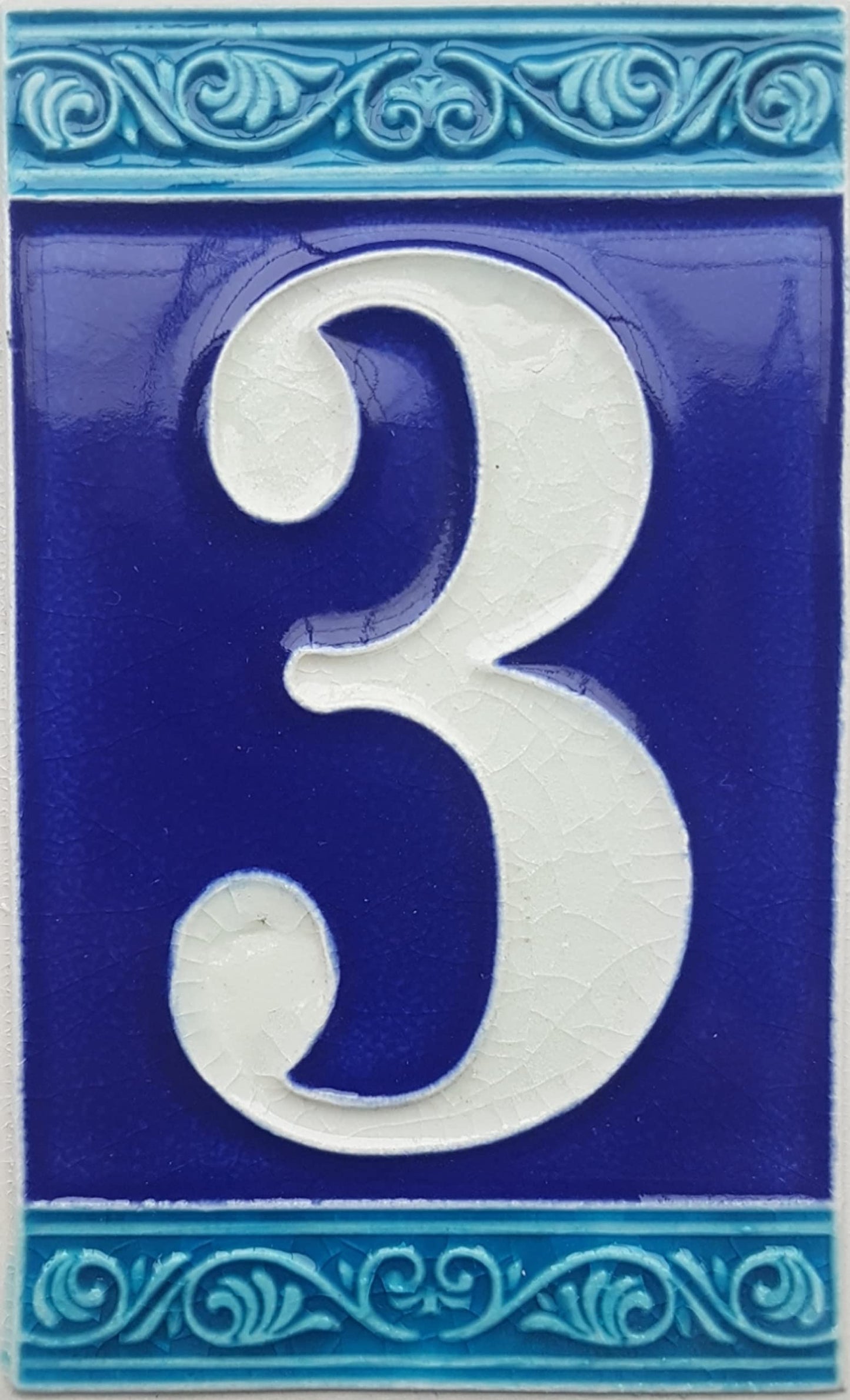 Hand-painted Italian Ceramic House Numbers Tiles | Roman Design | Tile Size: 11cm x 7cm