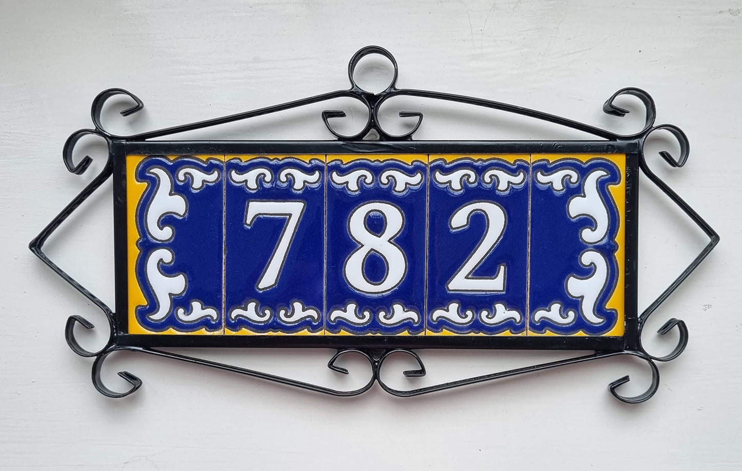 Hand-painted Mini Daniela Deep Blue Ceramic Numbers Tiles 7.5 x 3.7cm | M-01