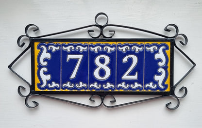 Hand-painted Mini Daniela Deep Blue Ceramic Numbers Tiles 7.5 x 3.7cm | M-01