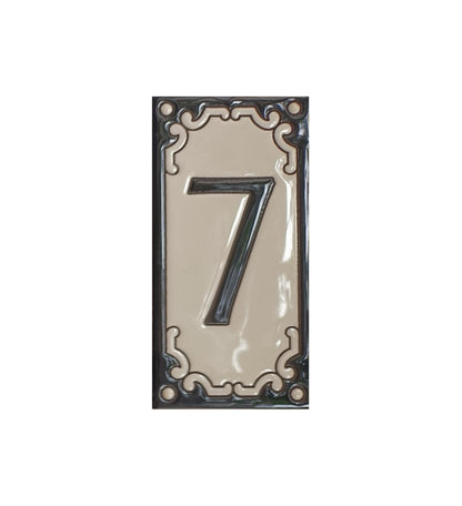 Jacho Black Hand-Painted Ceramic Number Tiles 11 x 5.5 cm
