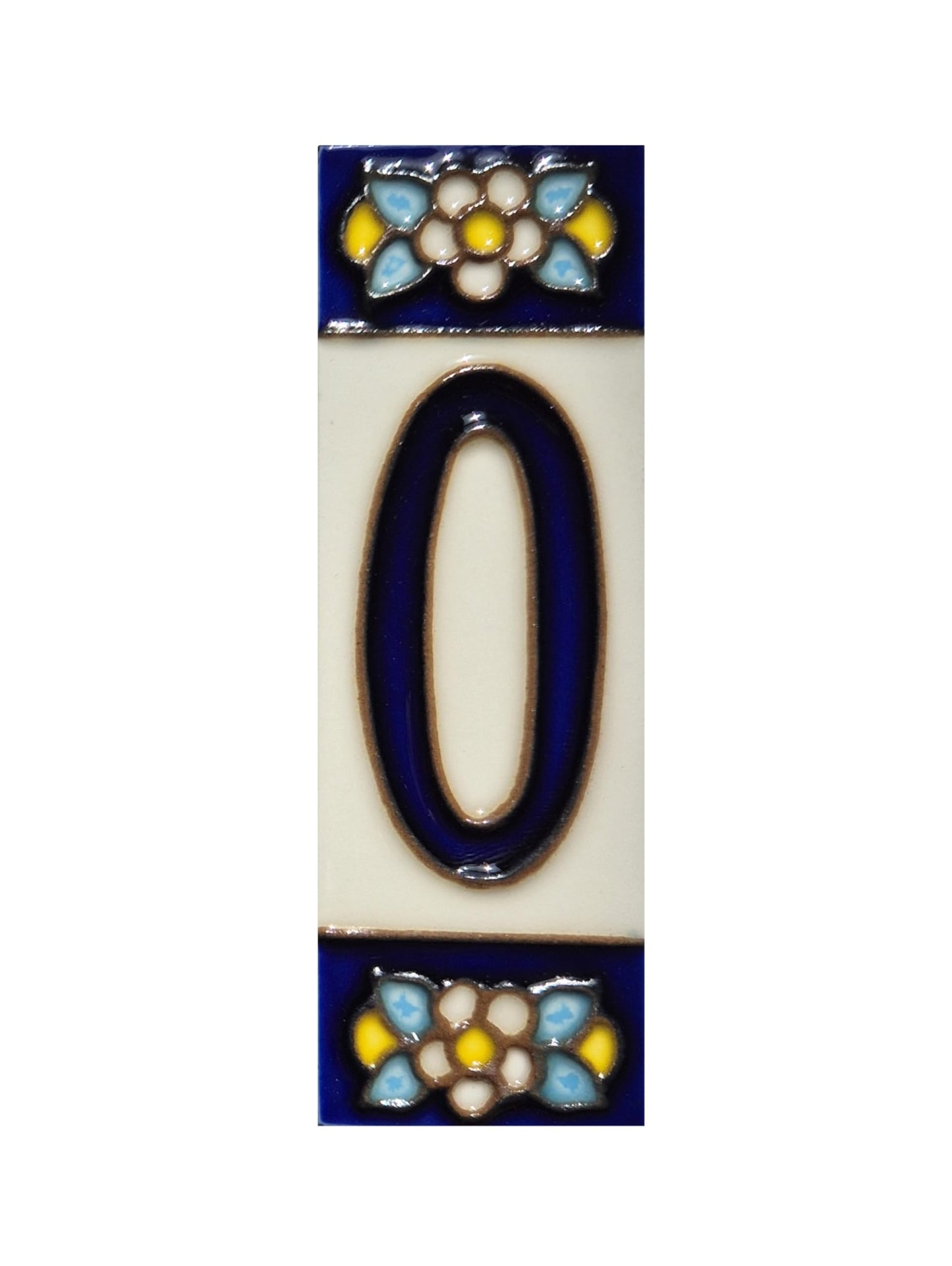 Blue Floral Ceramic House Number Tiles 10 x 3.3 cm