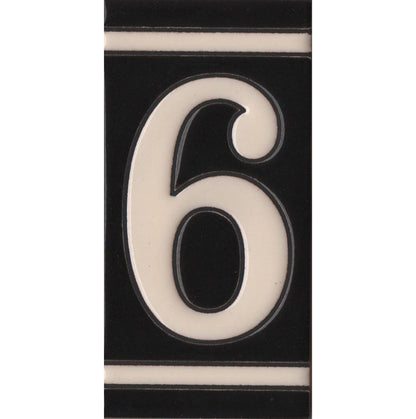 Hand-Painted French Black House Number Tiles 4.3' x 2.2' 11 x 5.5cm & Optional Metal Frames
