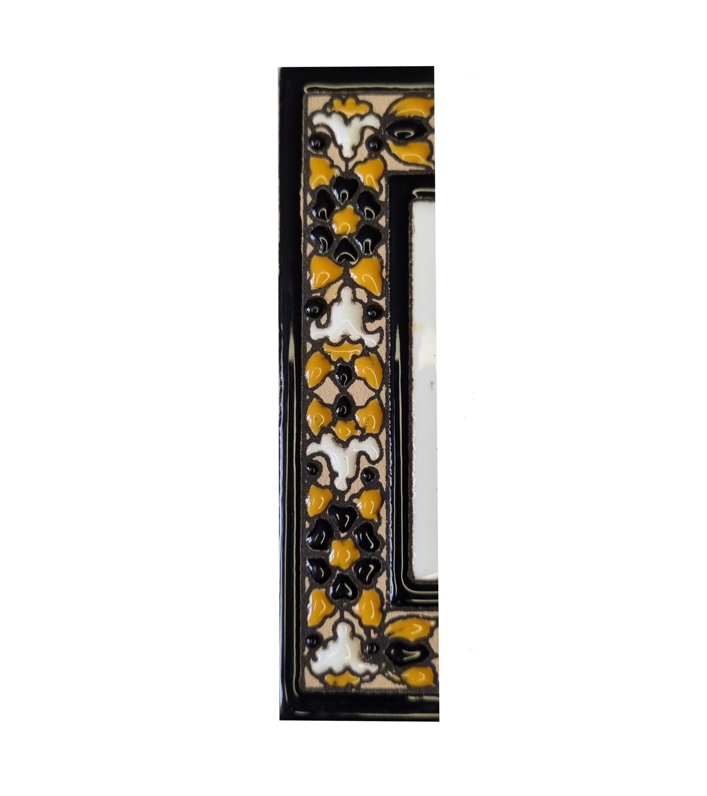 Hand-Painted Black Floral Ceramic Number Tiles 11 x 5.5cm with the option of Metal Filigree Frames