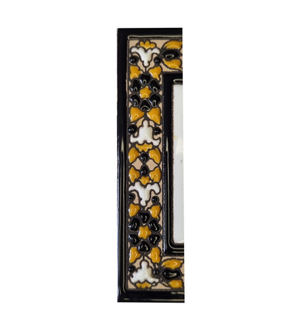 Hand-Painted Black Floral Ceramic Number Tiles 11 x 5.5cm with the option of Metal Filigree Frames