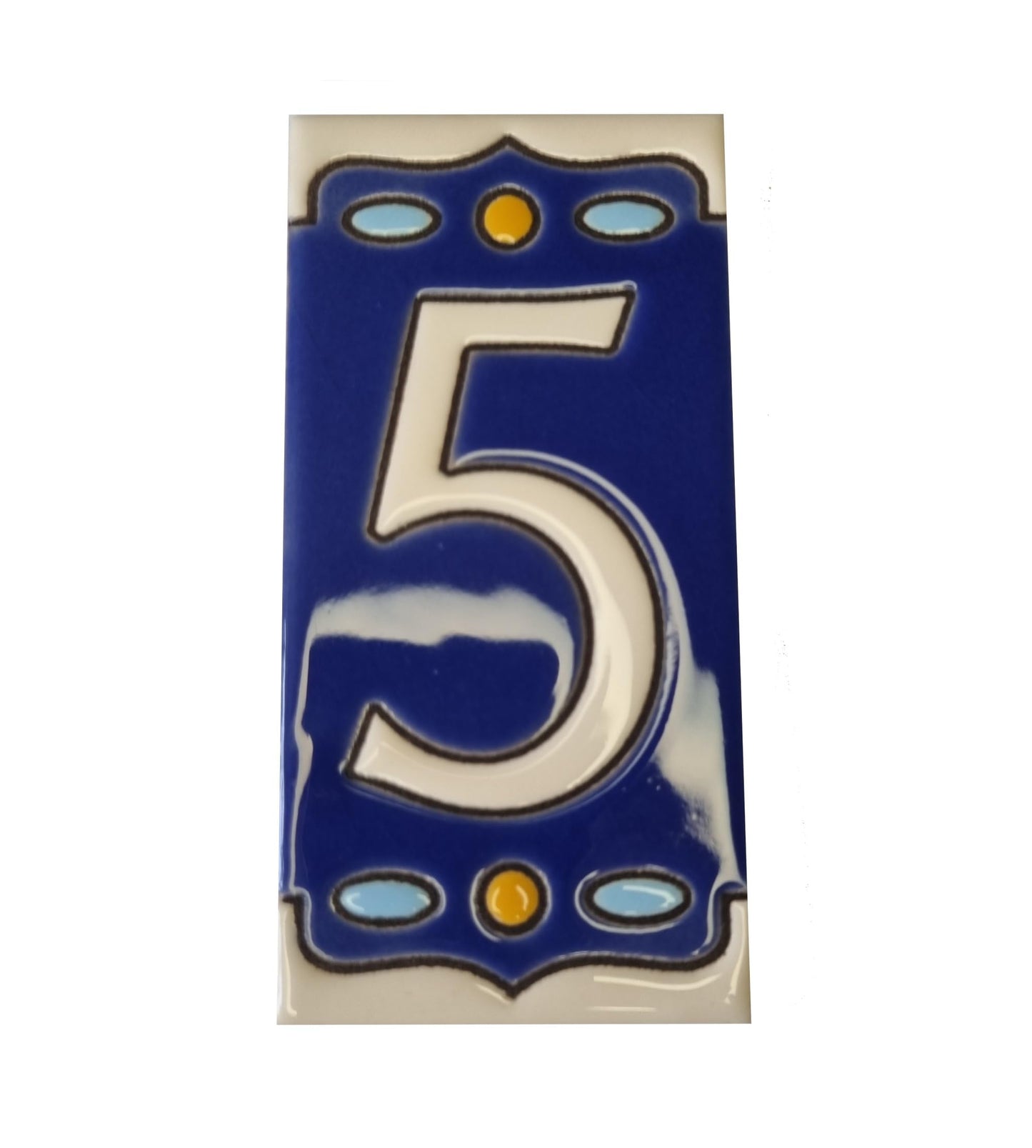 Hand-painted Nazari M-1 Ceramic House Number Tiies 11 x 5.5cm