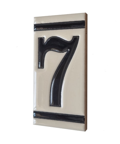 French White Classic Hand-Painted House Number Tiles 4.3' x 2.2' 11 x 5.5cm & Optional Metal Frames