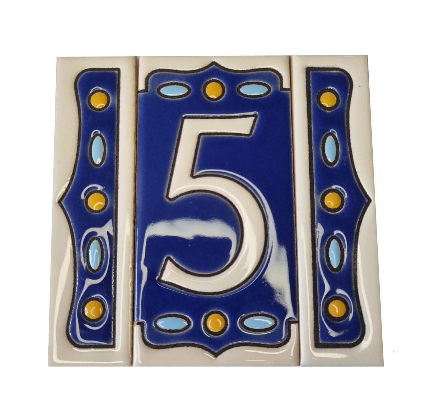 Hand-painted Nazari M-1 Ceramic House Number Tiies 11 x 5.5cm