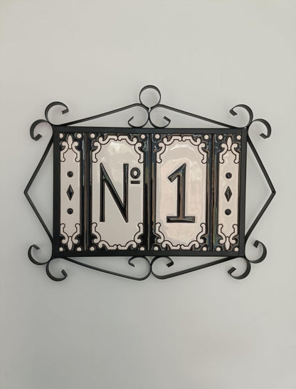 Jacho Black Hand-Painted Ceramic Number Tiles 11 x 5.5 cm
