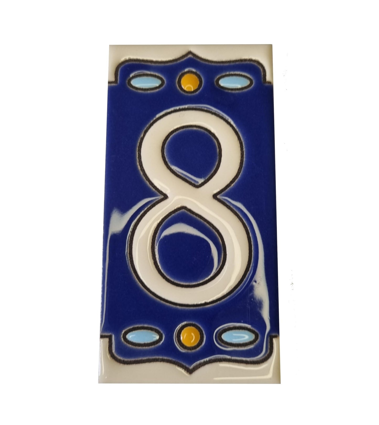 Hand-painted Nazari M-1 Ceramic House Number Tiies 11 x 5.5cm
