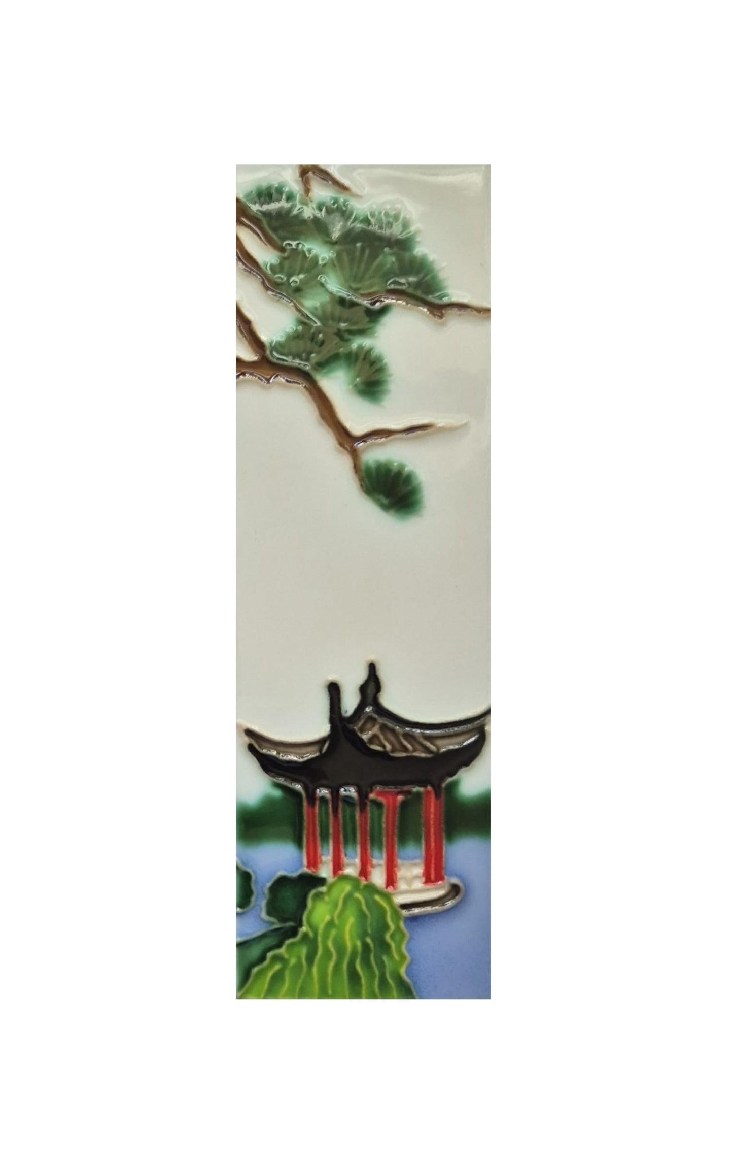 Hand-painted Oriental-themed ceramic house numbers tiles 15 x 4.8 cm