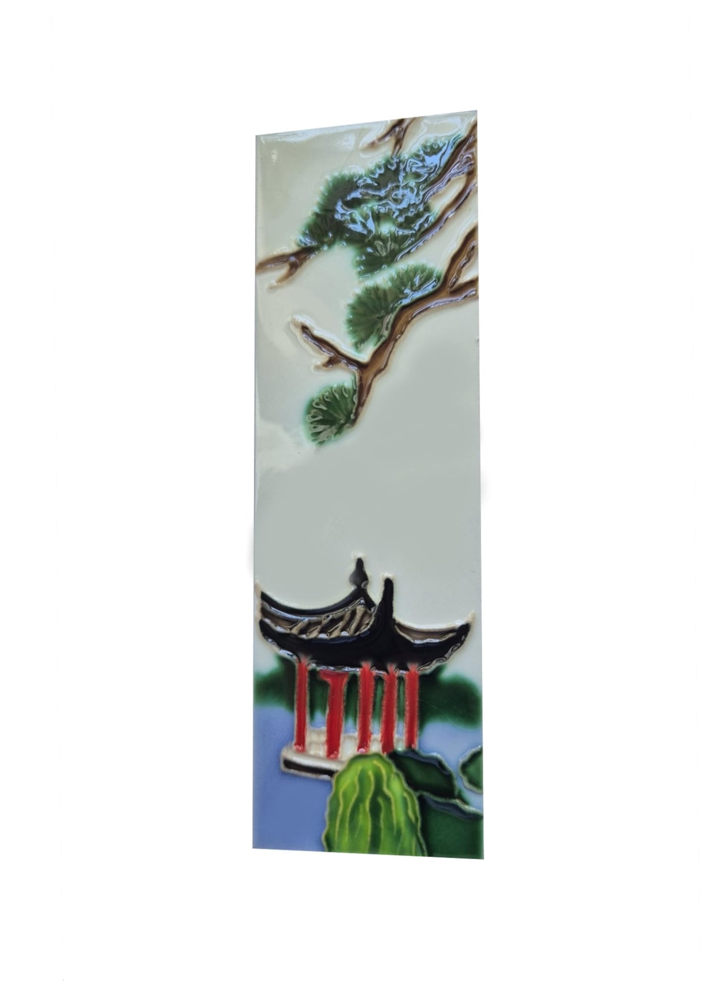 Hand-painted Oriental-themed ceramic house numbers tiles 15 x 4.8 cm