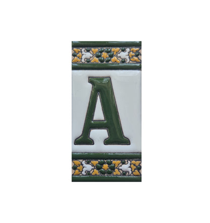 Floral Seville Hand-painted Ceramic Number Tiles 11 x 5.5 cm & Metal Frames