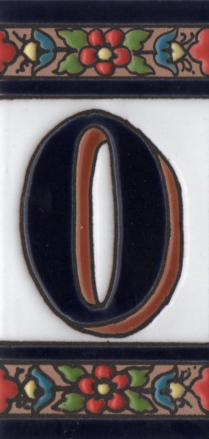 Hand-painted Ceramic Numbers & Letters Tiles Red Blue & Green Floral 11 x 5.5cm 2 to 7 Tile Frames