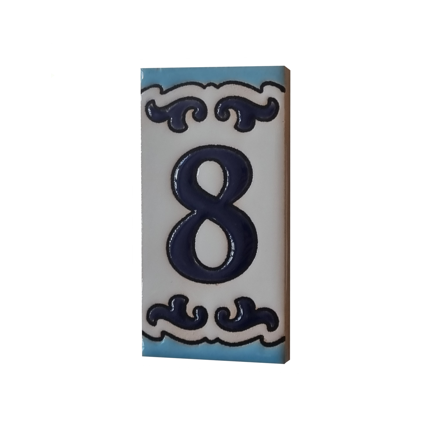 Spanish Hand-Painted Ceramic House Number Tiles | MD-02 | 7.5x3.7cm