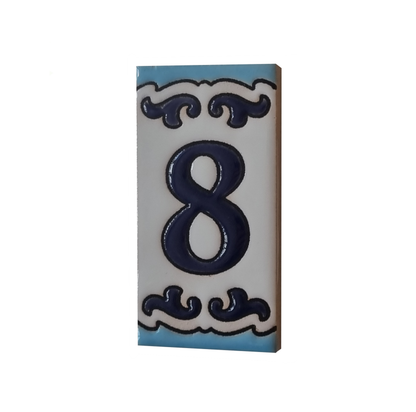 Spanish Hand-Painted Ceramic House Number Tiles | MD-02 | 7.5x3.7cm