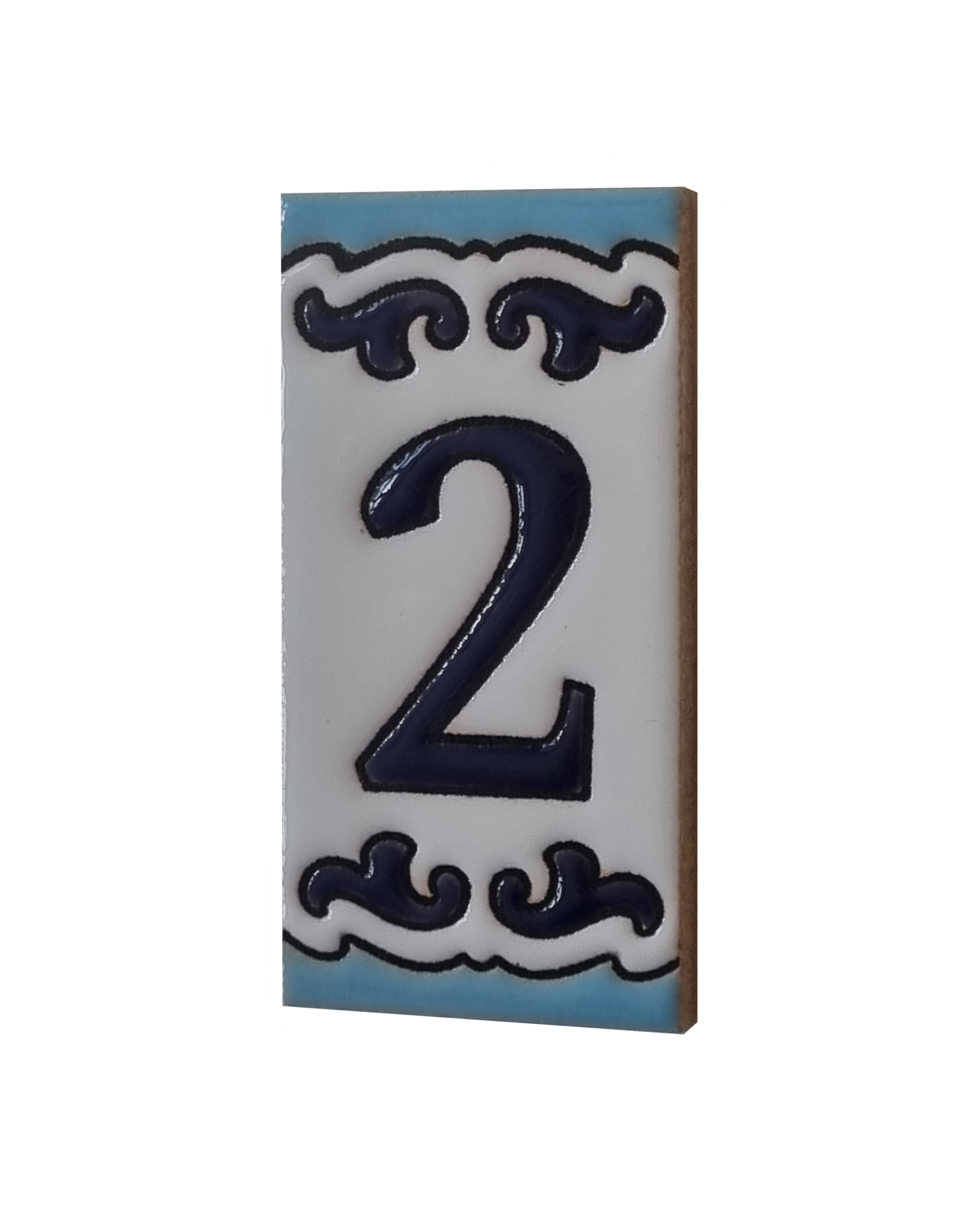 Spanish Hand-Painted Ceramic House Number Tiles | MD-02 | 7.5x3.7cm