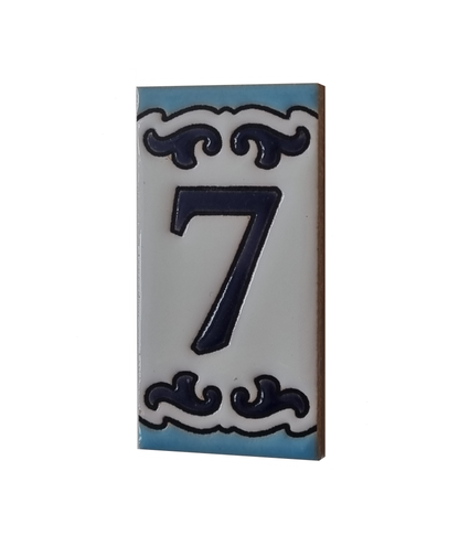 Spanish Hand-Painted Ceramic House Number Tiles | MD-02 | 7.5x3.7cm