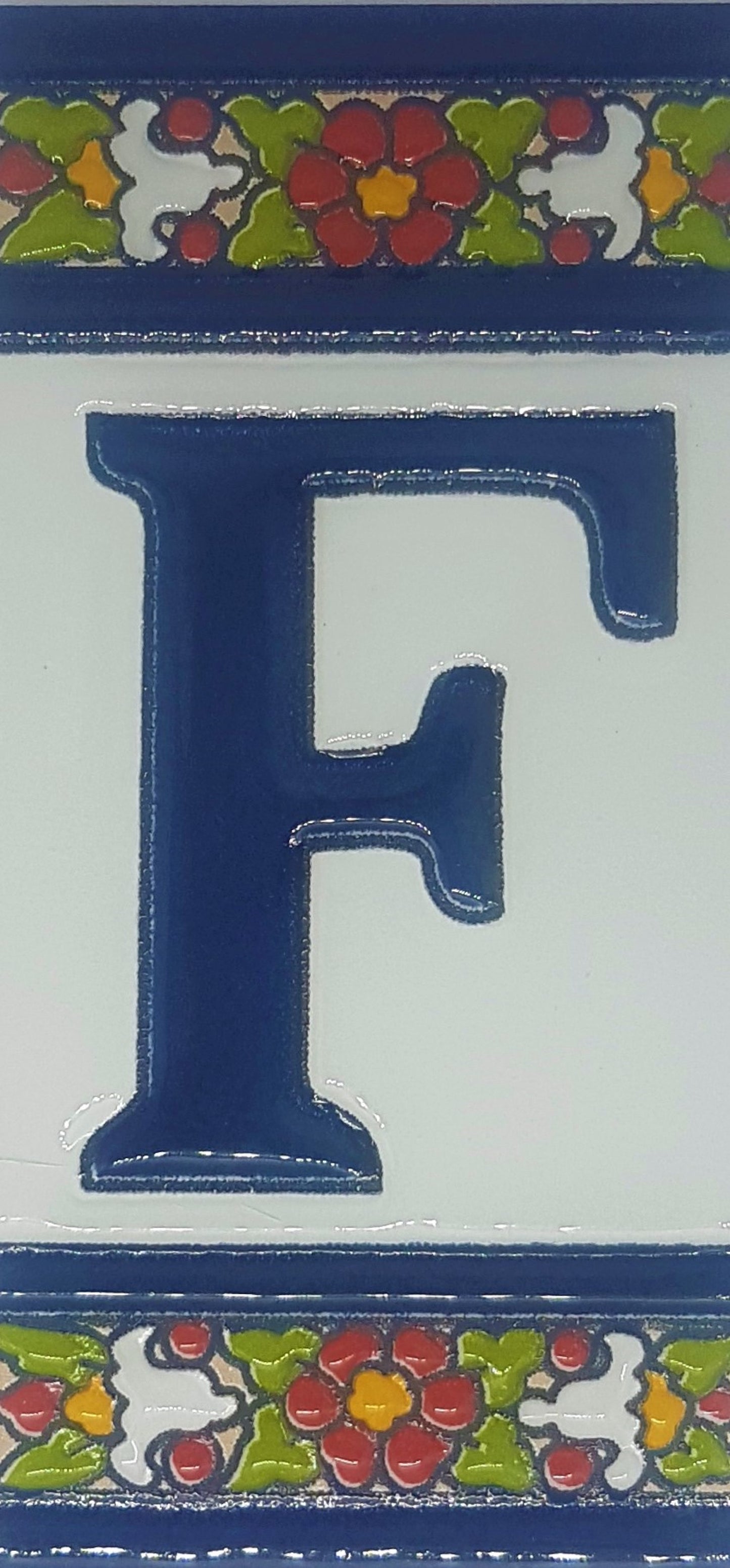 Floral Designed Hand-painted Ceramic Address Number and Letter Tiles 11 x 5.5 cm