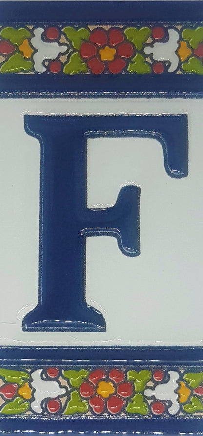 Floral Designed Hand-painted Ceramic Address Number and Letter Tiles 11 x 5.5 cm