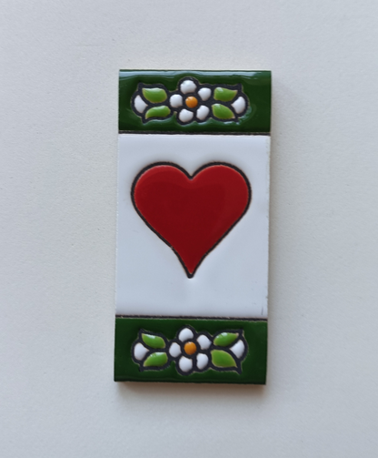 Spanish Ceramic Floral Green Mini House Number Tiles 7.5 x 3.5cm & Metal Filigree Frames