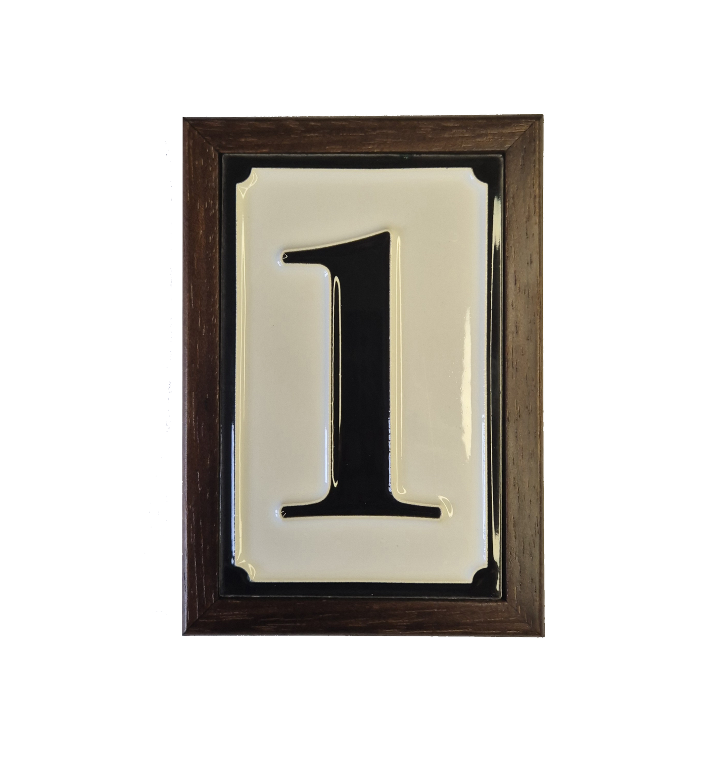 Hand-painted Italian-styled Black and White Ceramic House Number Tiles 11 x 7 cm