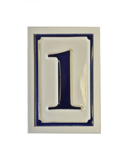 Hand-painted Italian-styled Blue and White Ceramic Custom House Address Numbers Tiles 11 x7 cm