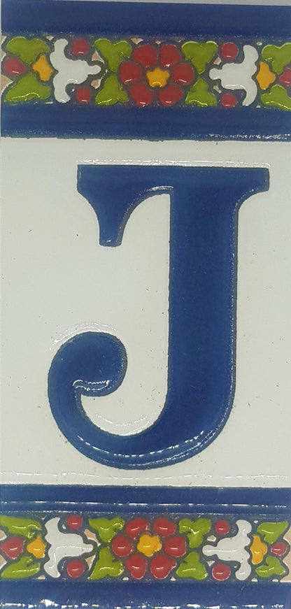 Floral Designed Hand-painted Ceramic Address Number and Letter Tiles 11 x 5.5 cm