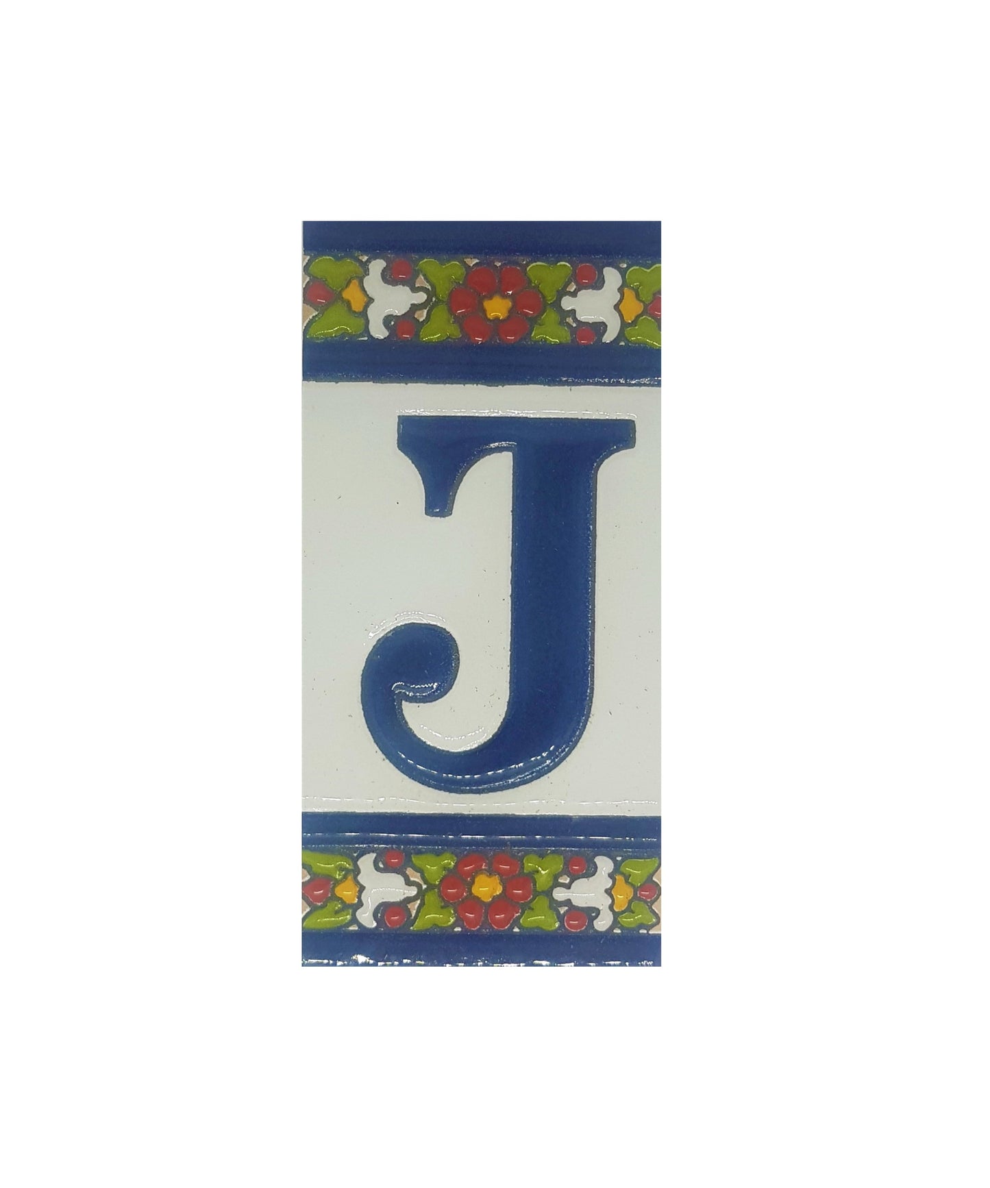 Floral Designed Hand-painted Ceramic House Number Tiles 11 x 5.5 cm