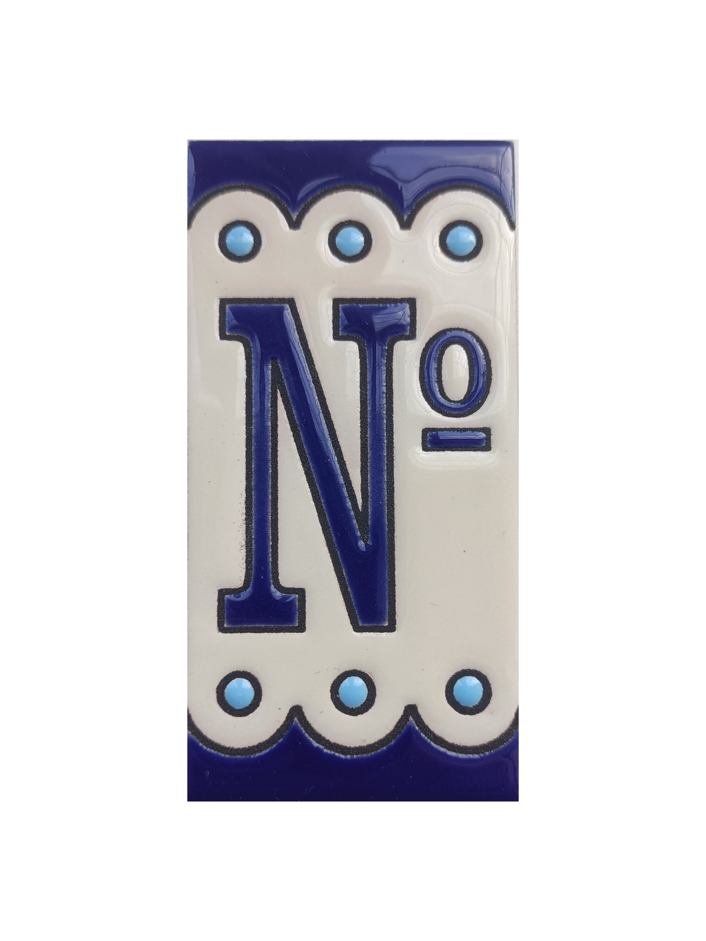 Hand-painted Soto Blue Ceramic House Number Tiles 11 x 5.5 cm