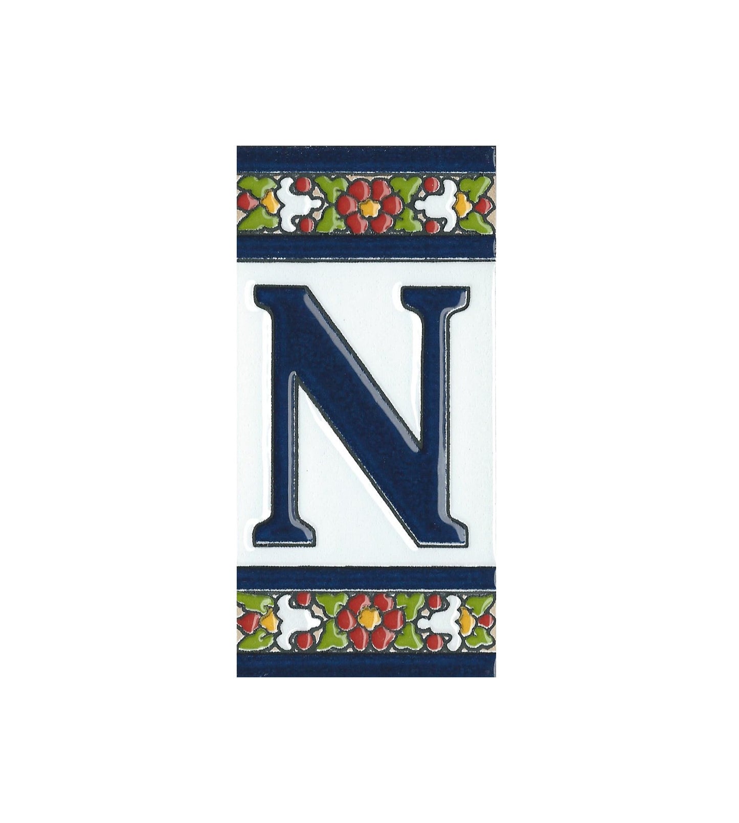 Floral Designed Hand-painted Ceramic House Number Tiles 11 x 5.5 cm