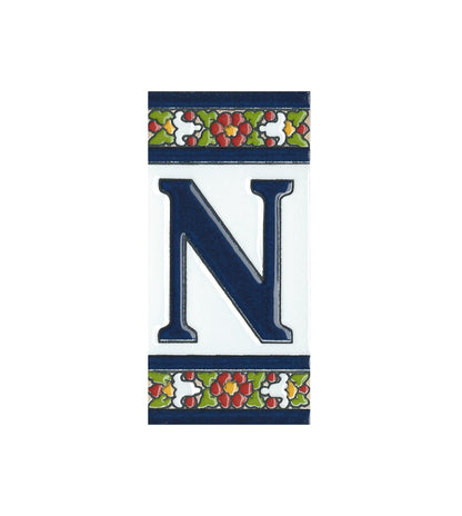 Floral Designed Hand-painted Ceramic House Number Tiles 11 x 5.5 cm