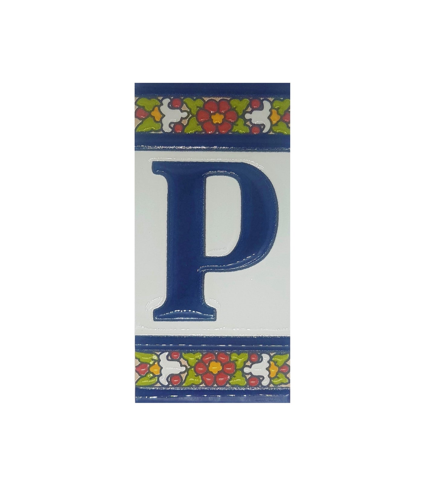 Floral Designed Hand-painted Ceramic House Number Tiles 11 x 5.5 cm