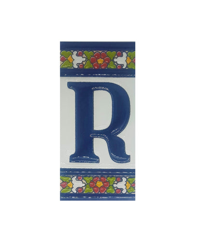 Floral Designed Hand-painted Ceramic House Number Tiles 11 x 5.5 cm