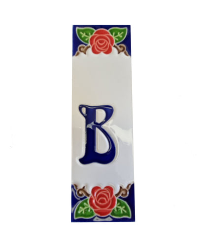 Handmade Italian Red Rose Ceramic House Number Tiles 10 x 3.3 cm