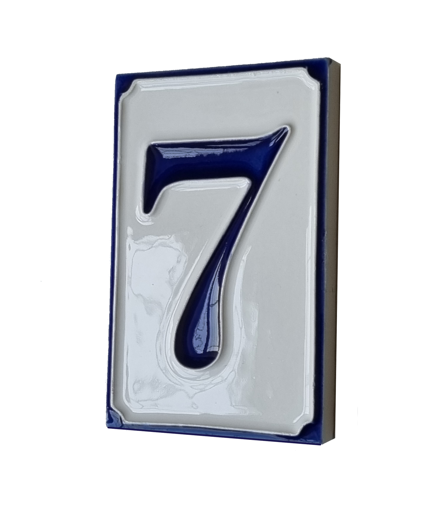 Hand-painted Italian-styled Blue and White Ceramic Custom House Address Numbers Tiles 11 x7 cm