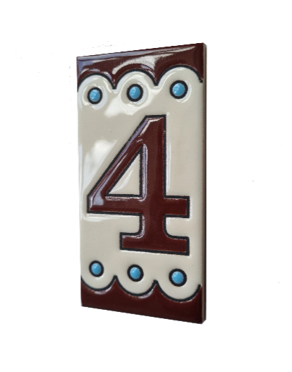 Soto M-8 Spanish Hand-painted Ceramic house number tiles 11 x 5.5 cm or 2.16 x 4.33"