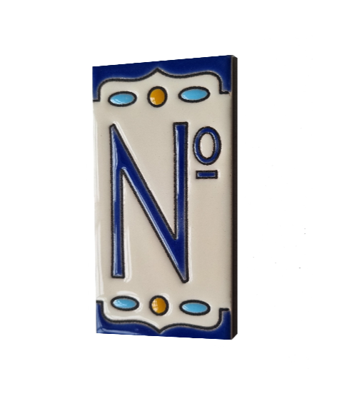 Nazari M-5 Spanish Hand-painted Ceramic House Number Tiles 11 x 5.5 cm