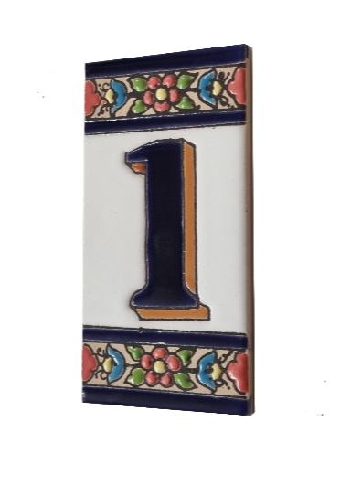 Hand-painted Ceramic Numbers & Letters Tiles Red Blue & Green Floral 11 x 5.5cm 2 to 7 Tile Frames