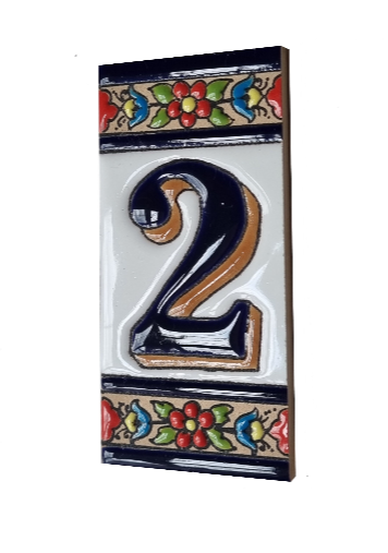 Hand-painted Ceramic Numbers & Letters Tiles Red Blue & Green Floral 11 x 5.5cm 2 to 7 Tile Frames