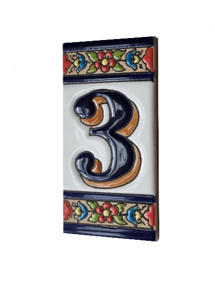 Hand-painted Ceramic Numbers & Letters Tiles Red Blue & Green Floral 11 x 5.5cm 2 to 7 Tile Frames