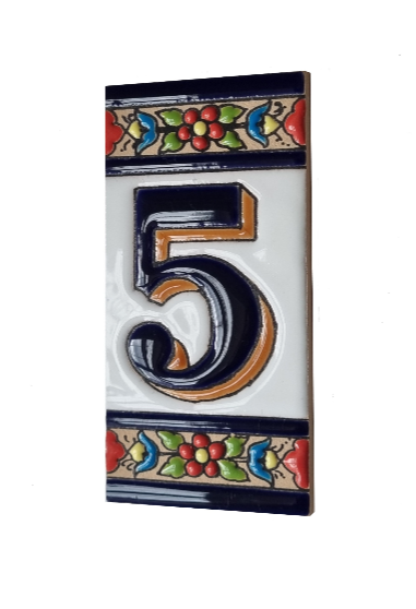 Hand-painted Ceramic Numbers & Letters Tiles Red Blue & Green Floral 11 x 5.5cm 2 to 7 Tile Frames