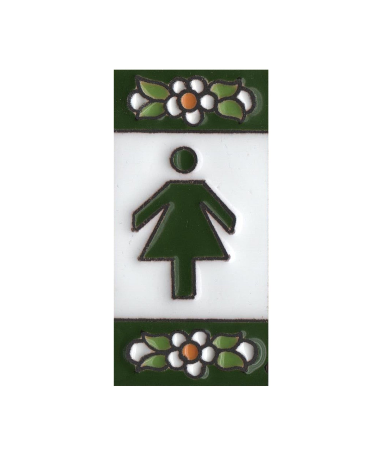 Spanish Ceramic Floral Green Mini House Number Tiles 7.5 x 3.5cm & Metal Filigree Frames