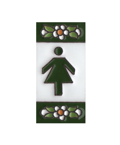 Spanish Ceramic Floral Green Mini House Number Tiles 7.5 x 3.5cm & Metal Filigree Frames