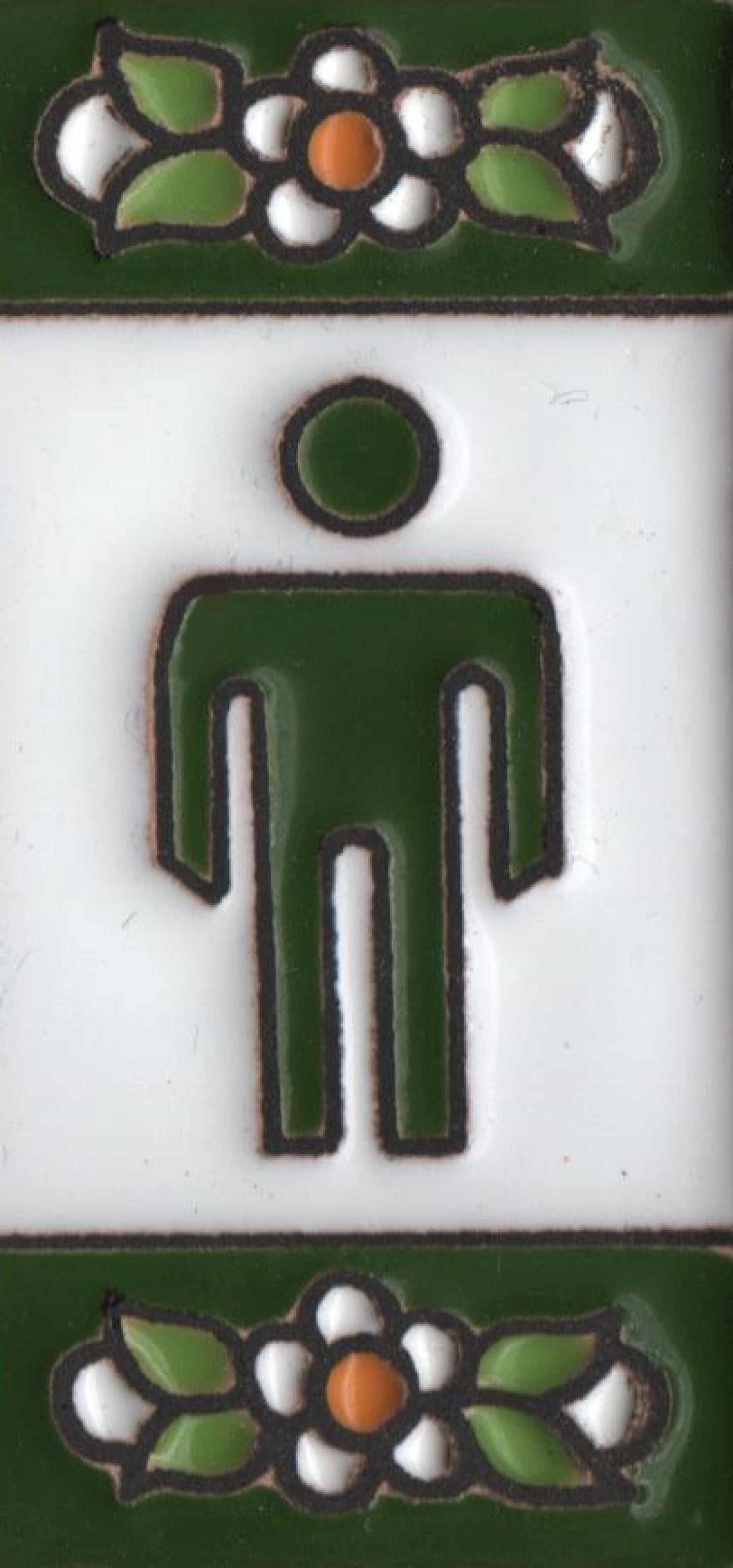 Spanish Ceramic Floral Green Mini House Number Tiles 7.5 x 3.5cm & Metal Filigree Frames