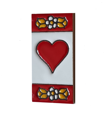 Ceramic House Tile Numbers & Letters, Red Floral Design, Tile Size: 7.5cm x 3.5cm, 2 to 10 Tile Frames