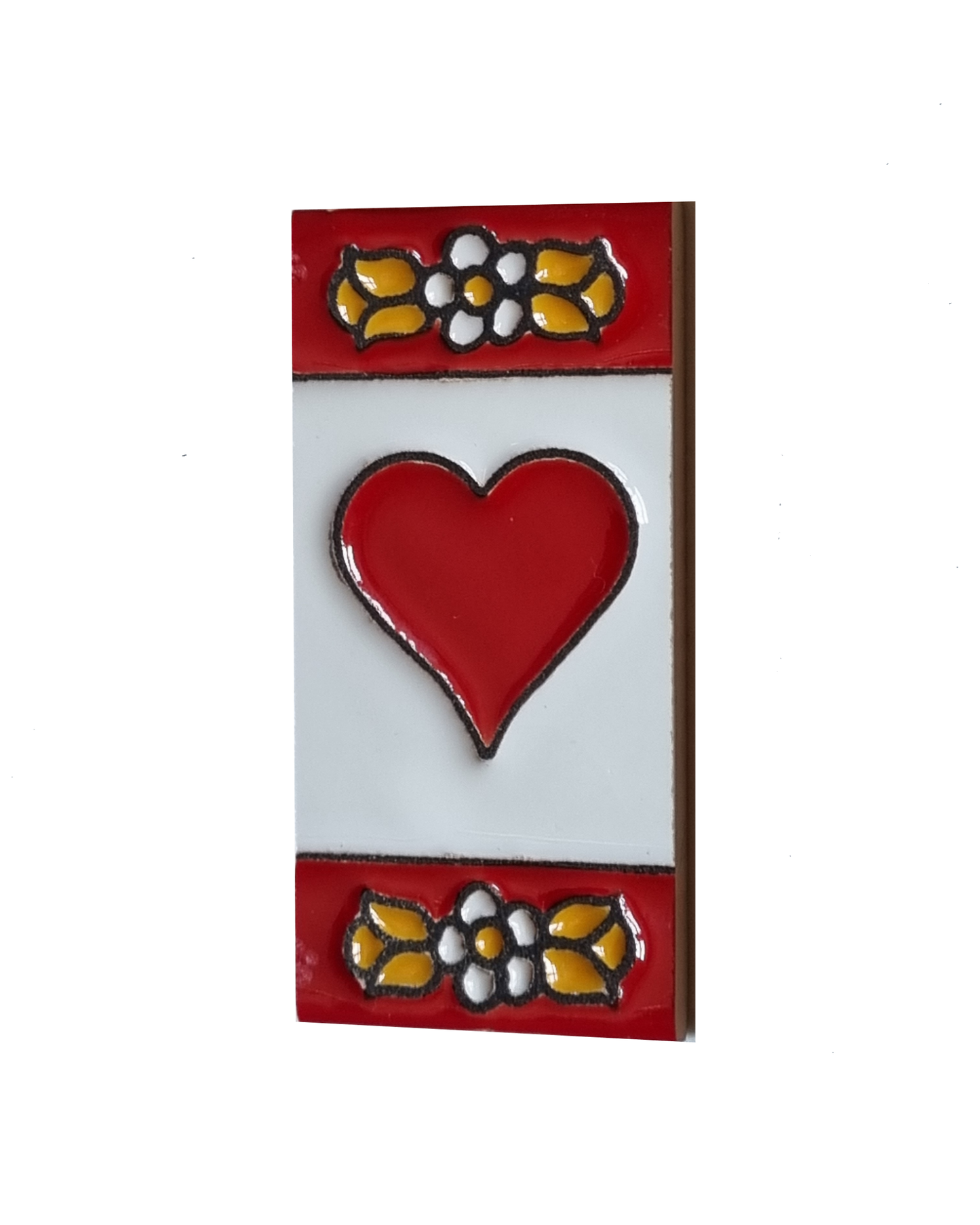 Ceramic House Number Mini Tiles | Red Floral Design | Size 7.5 x 3.5cm