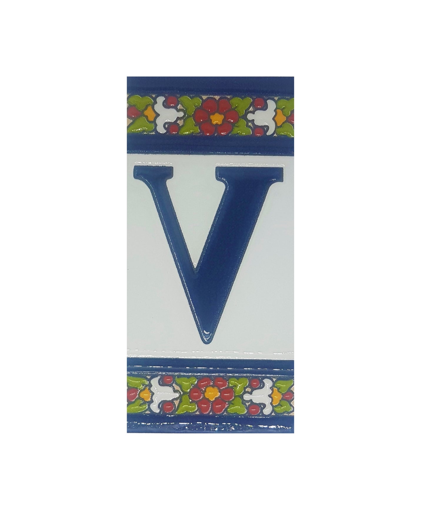 Floral Designed Hand-painted Ceramic House Number Tiles 11 x 5.5 cm